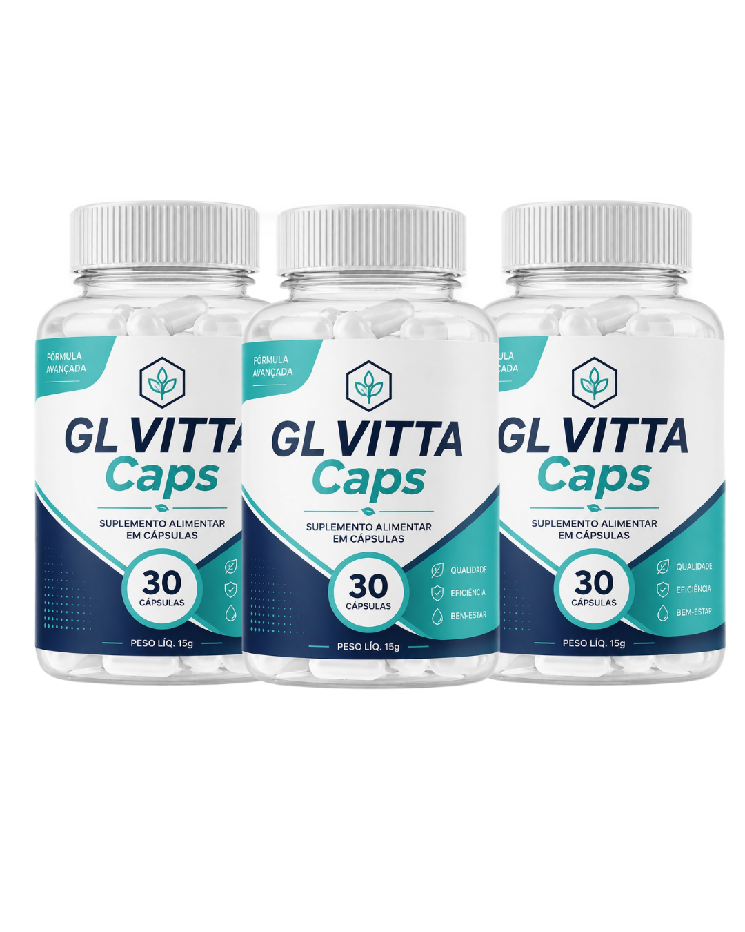Kit com 3 potes de GL VITTA Caps