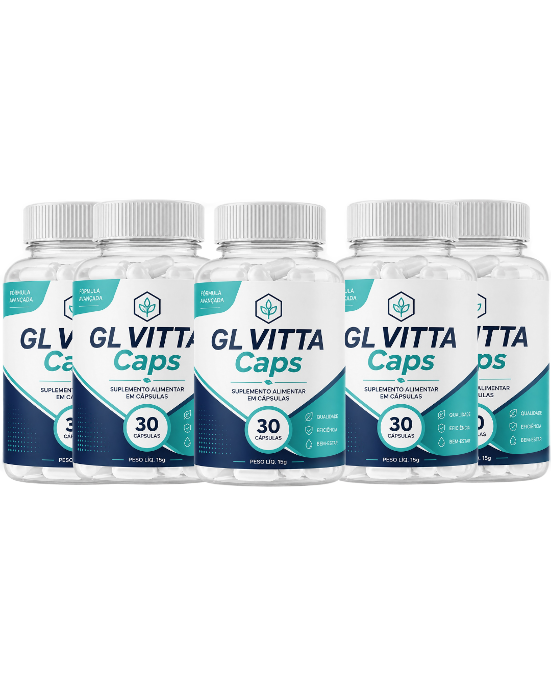 Kit com 5 potes de GL VITTA Caps